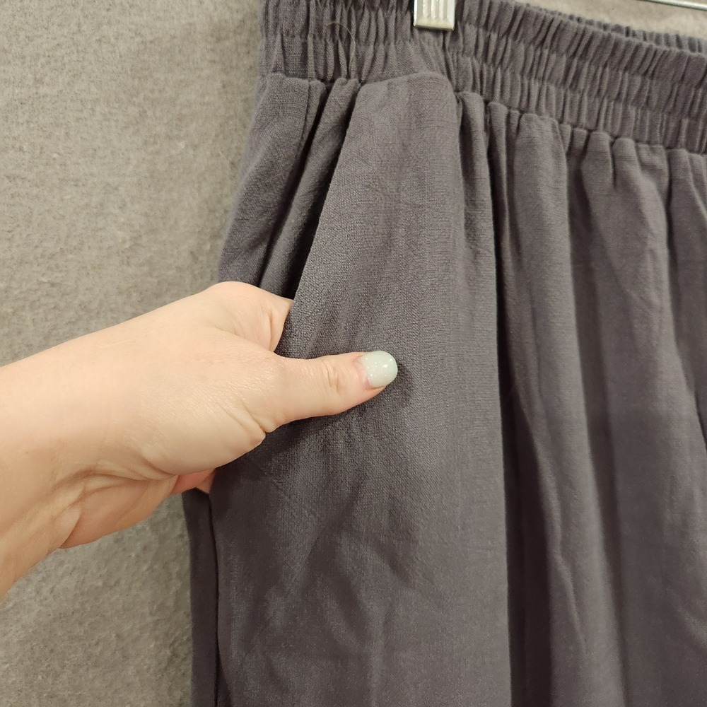 ZESICA Linen Short Sleeve Crop Top High Waist‎ Pants Lounge Set Women's XL Gray - Picture 8 of 16
